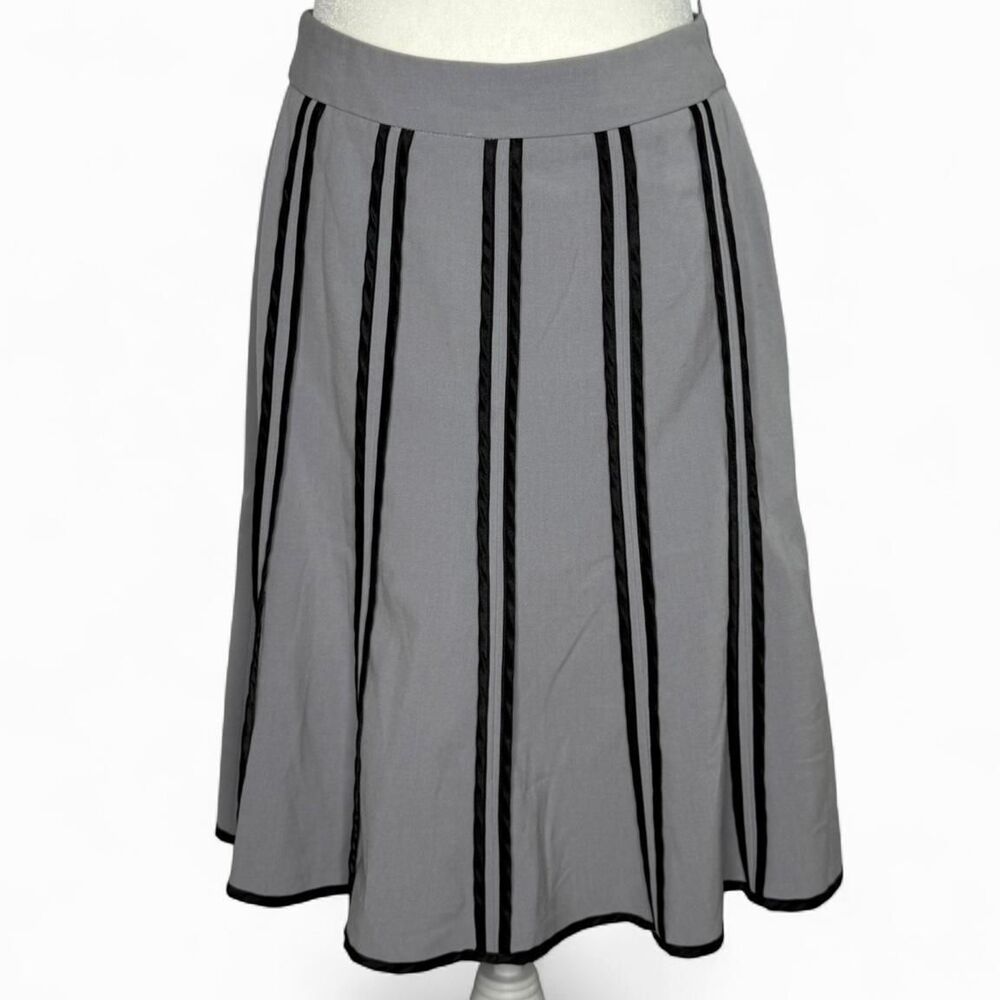 Heart Moon Star Grey and Back Striped Midi Skirt